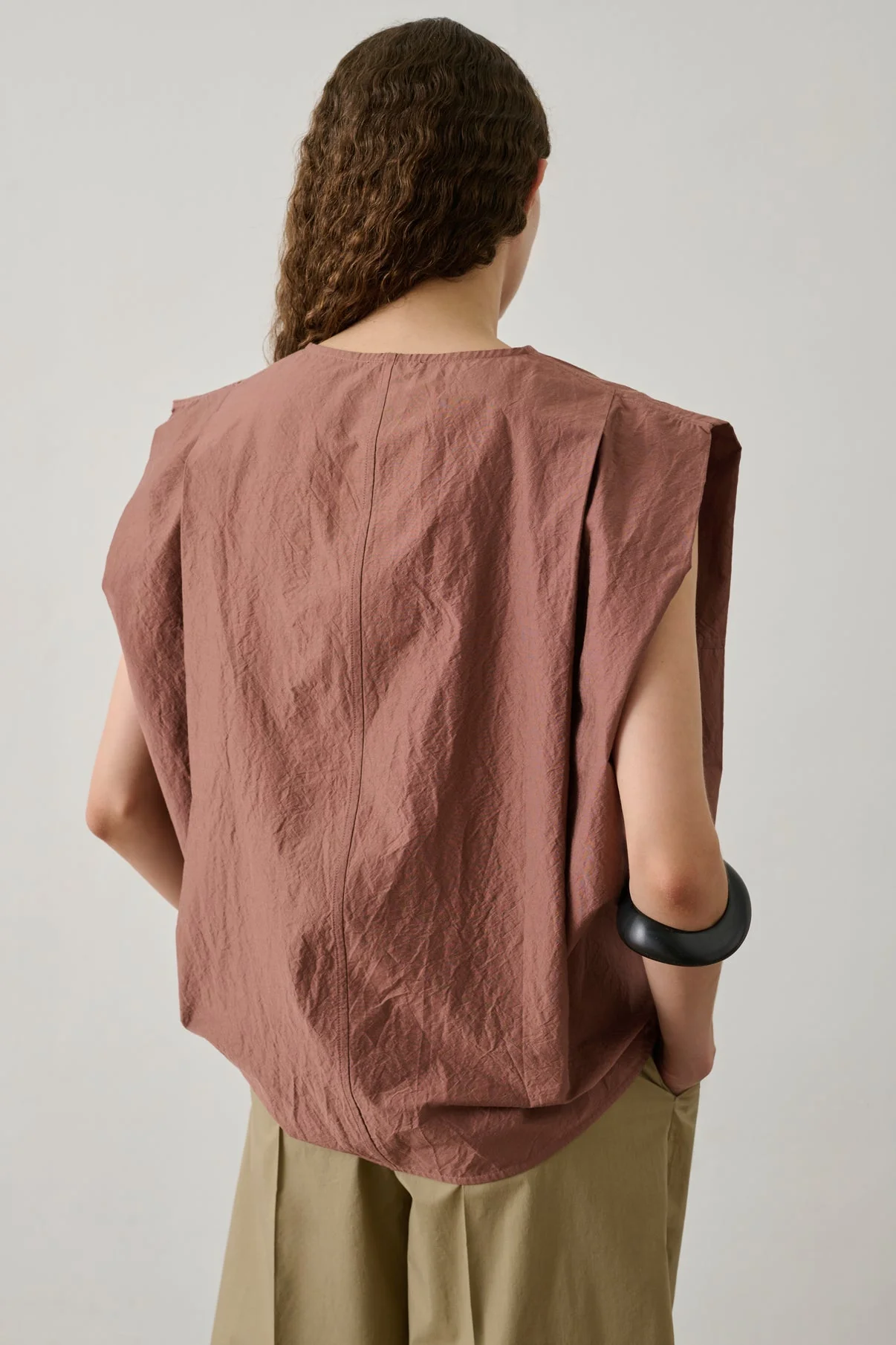 Soeur | Isalys Blouse - Crinkled Poplin in Brown Rose-Brun - Image 4