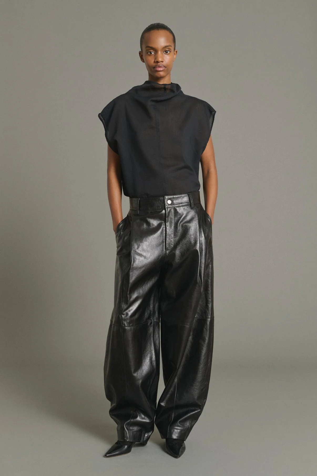 Soeur | Izumi Blouse in Black Silk Organza - High Collar