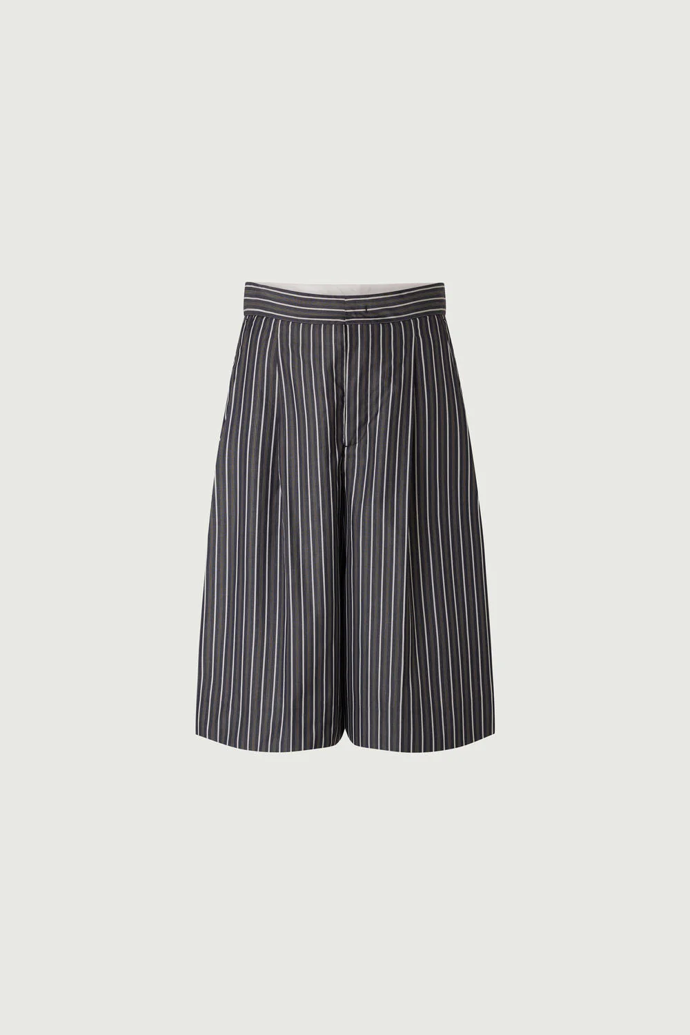 Soeur | Wide-Leg Striped Poplin Shorts - Knee Length Noir-Cardamome - Image 6