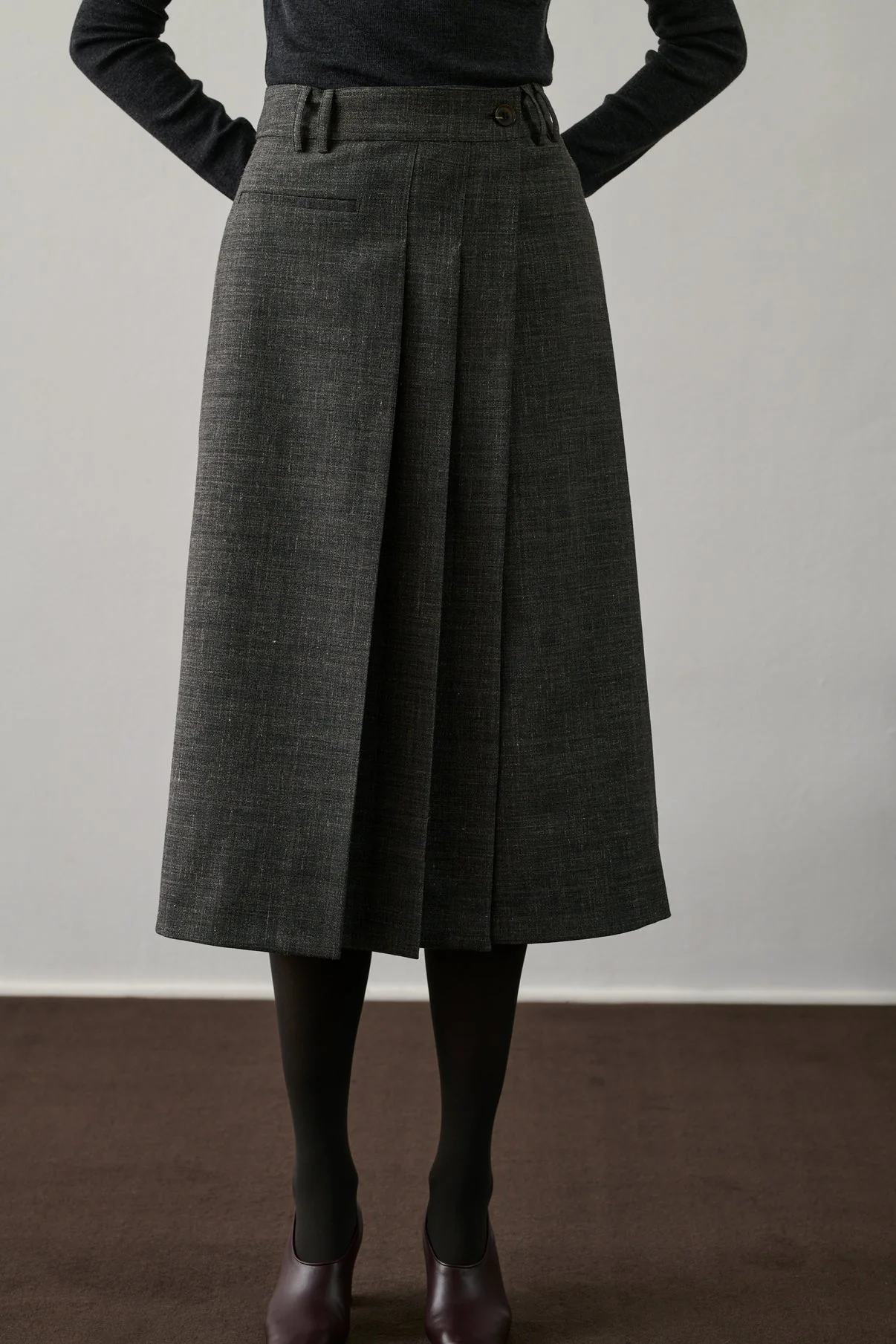 Soeur | Varna Wrap Skirt - Marl Grey Wool - Image 3