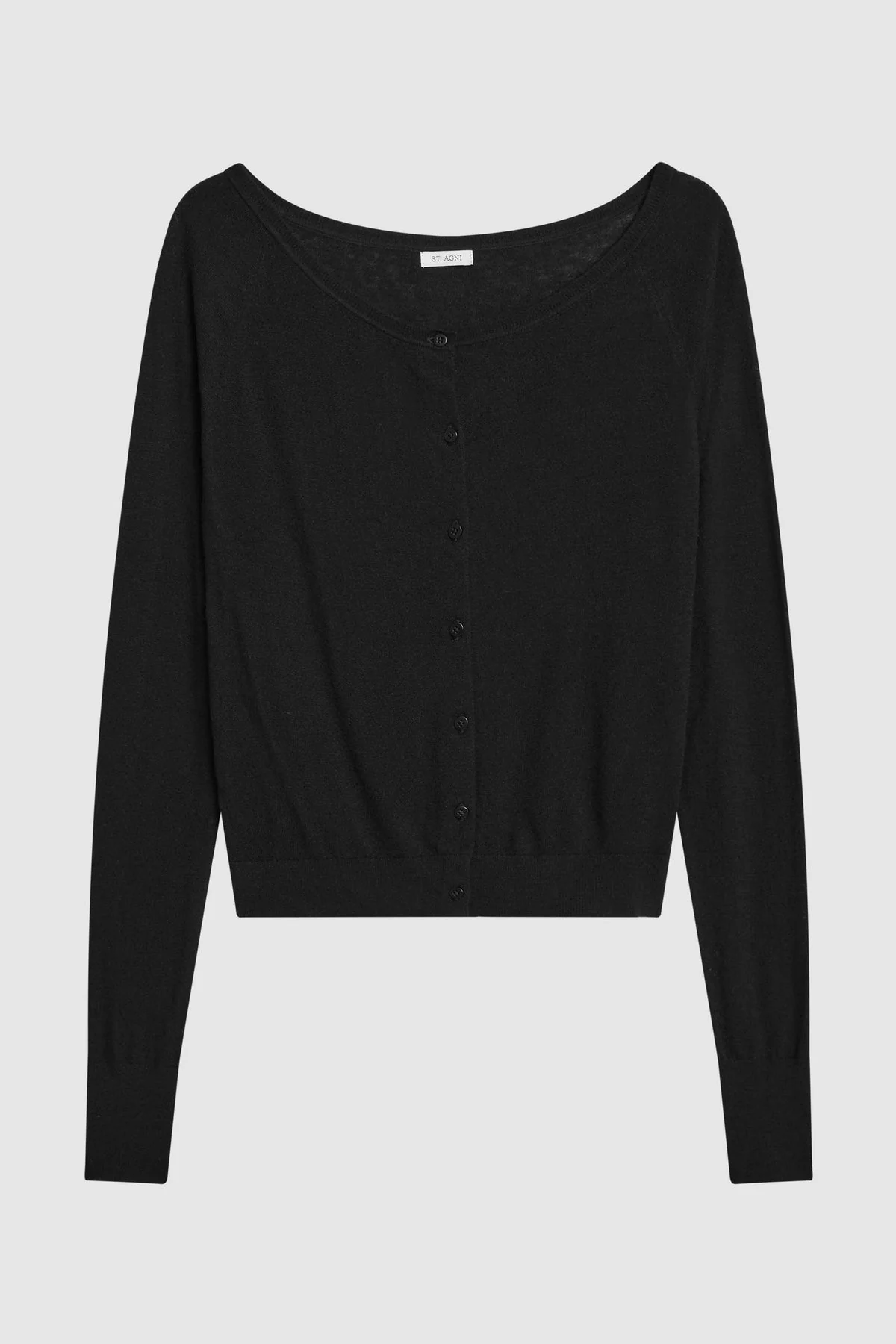 ST. Agni | Wool Ballet Cardigan - Bateau Neck Black - Image 4