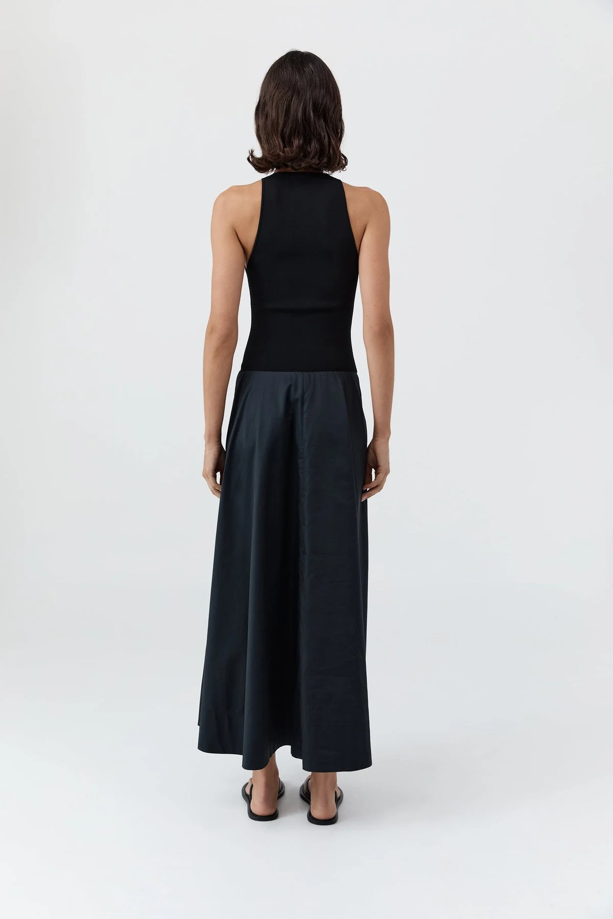 St. Agni | Knit Bodice Asymmetric Hem Dress - Black - Image 3