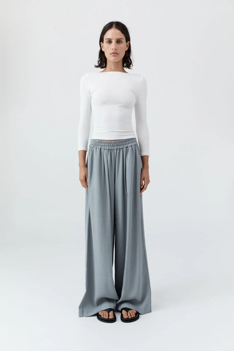 ST. Agni | Soft Jersey Ballerina Top - Bateau Neck, Scooped Back White
