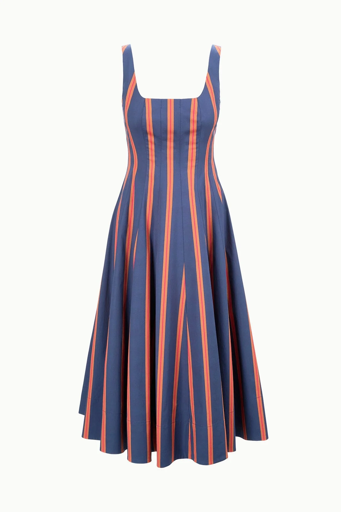 Staud | Wells Dress - Corset Bodice in Cotton Poplin Mane-Stripe - Image 4