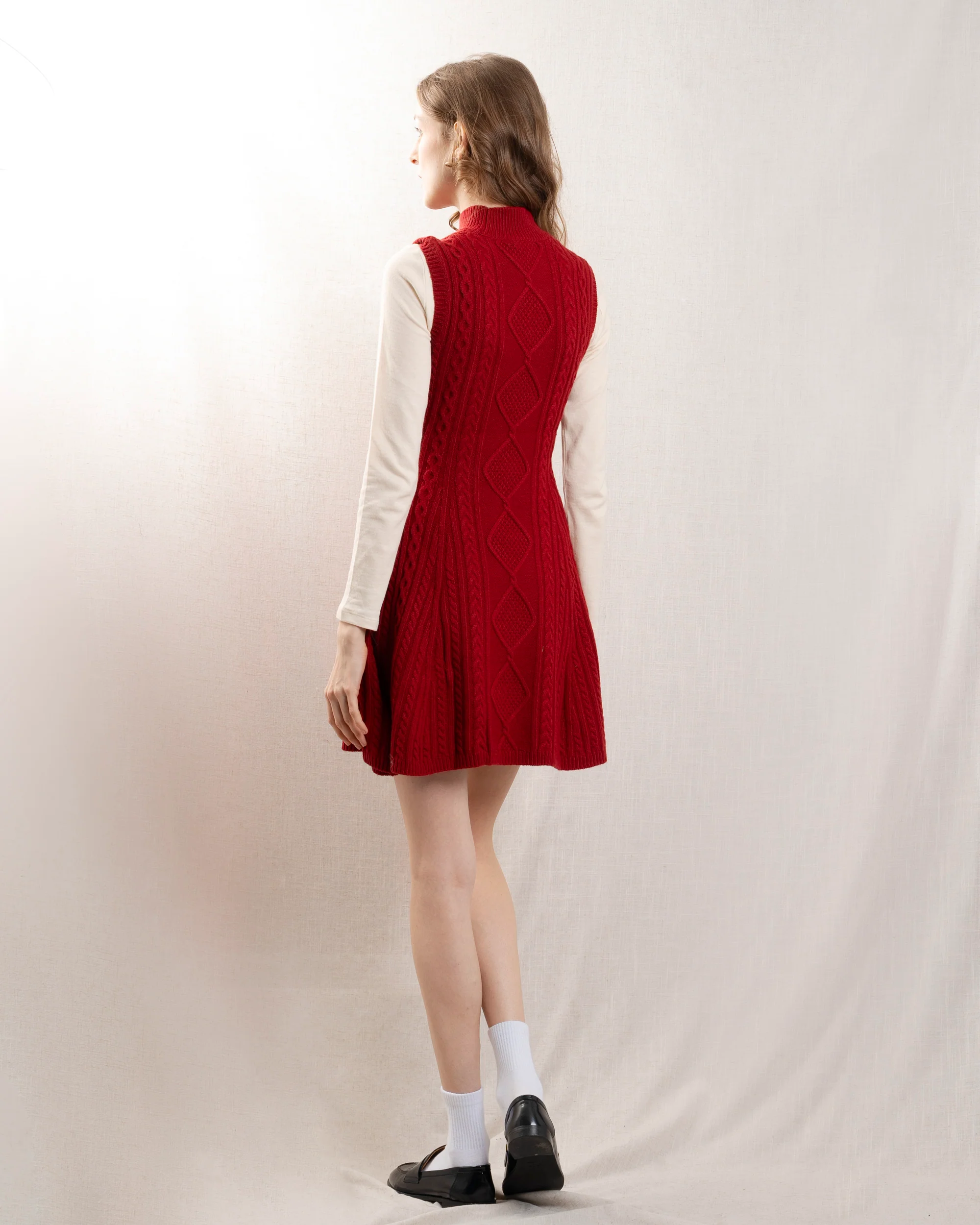 Staud | Charade Sweat Dress - Wool Blend Midi in Rouge - Image 4