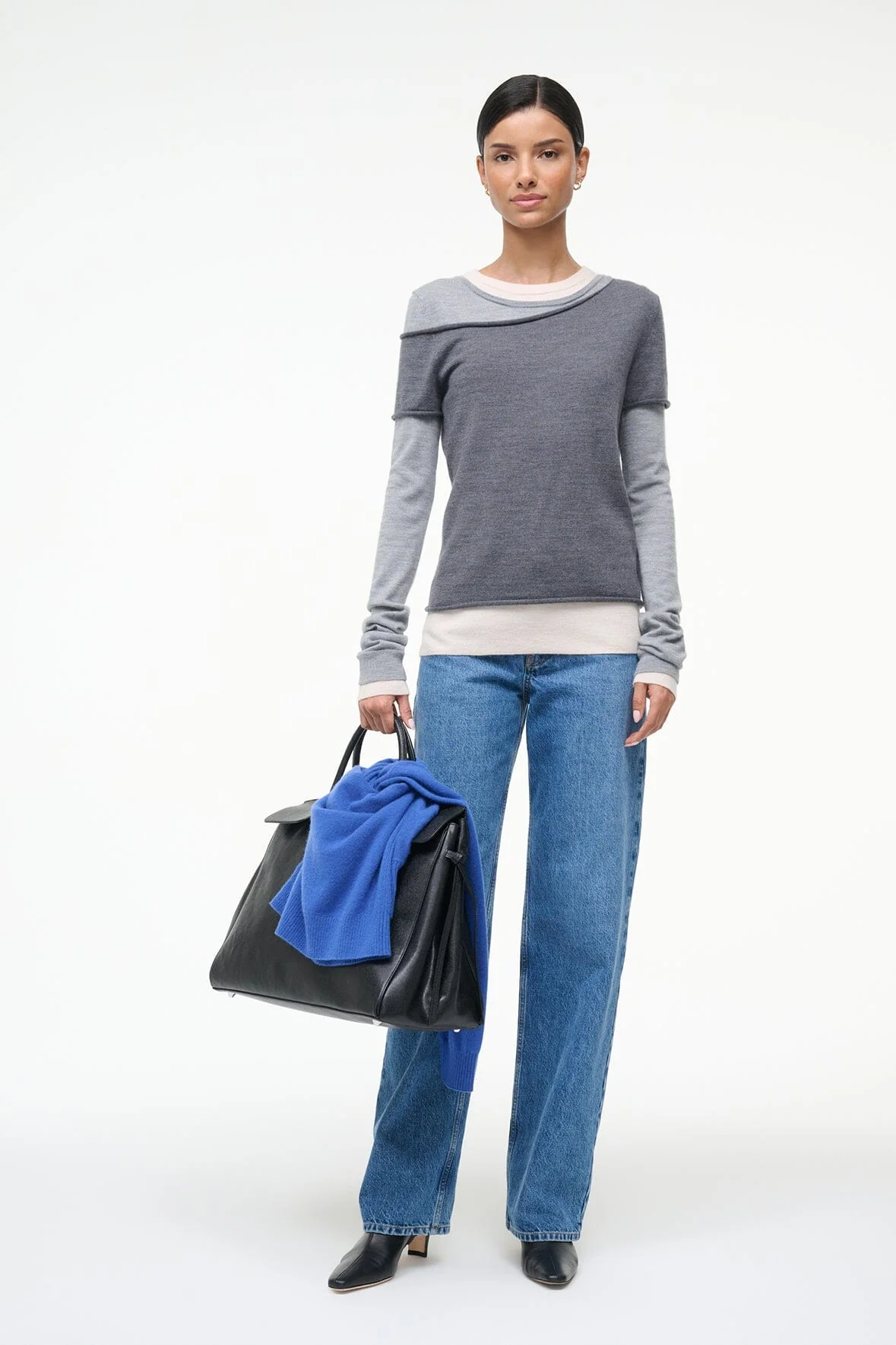 Staud | Sera Layered Sweatshirt - Heather-Grey-Multi - Image 4