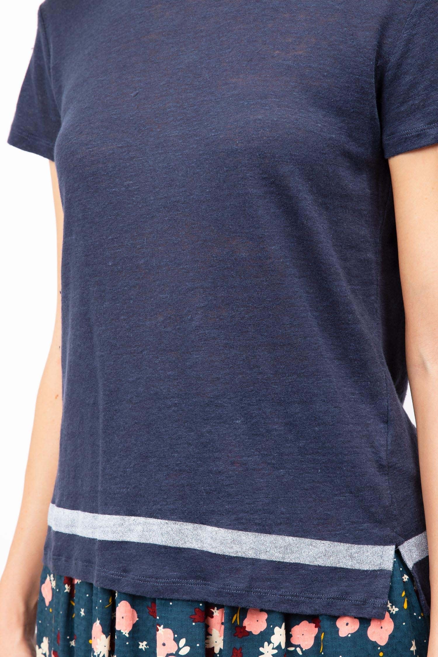 Majestic | Striped Linen T-shirt - Grown-On Sleeve - Image 3