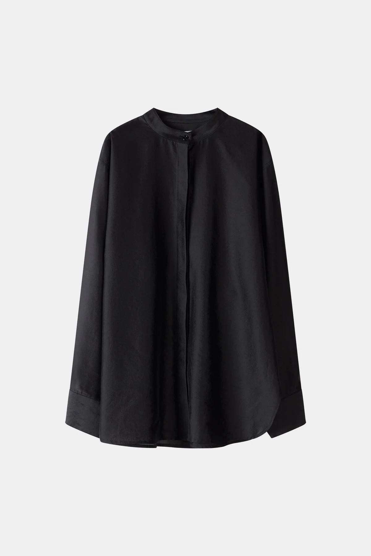 Stylein | Briza Shirt in Transparent Polyester - Mandarin Collar Black - Image 7