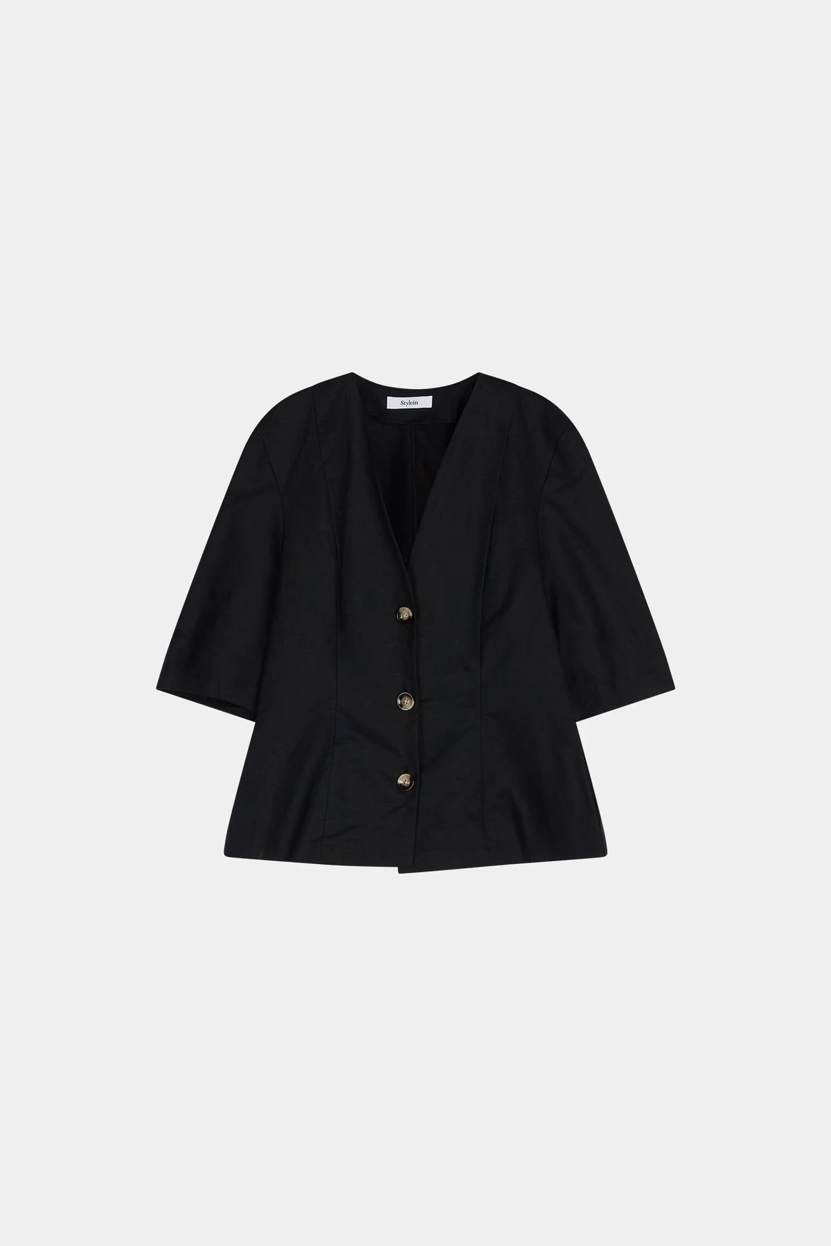 Stylein | Sabra Blouse - Linen-Cotton V-Neck Black - Image 2