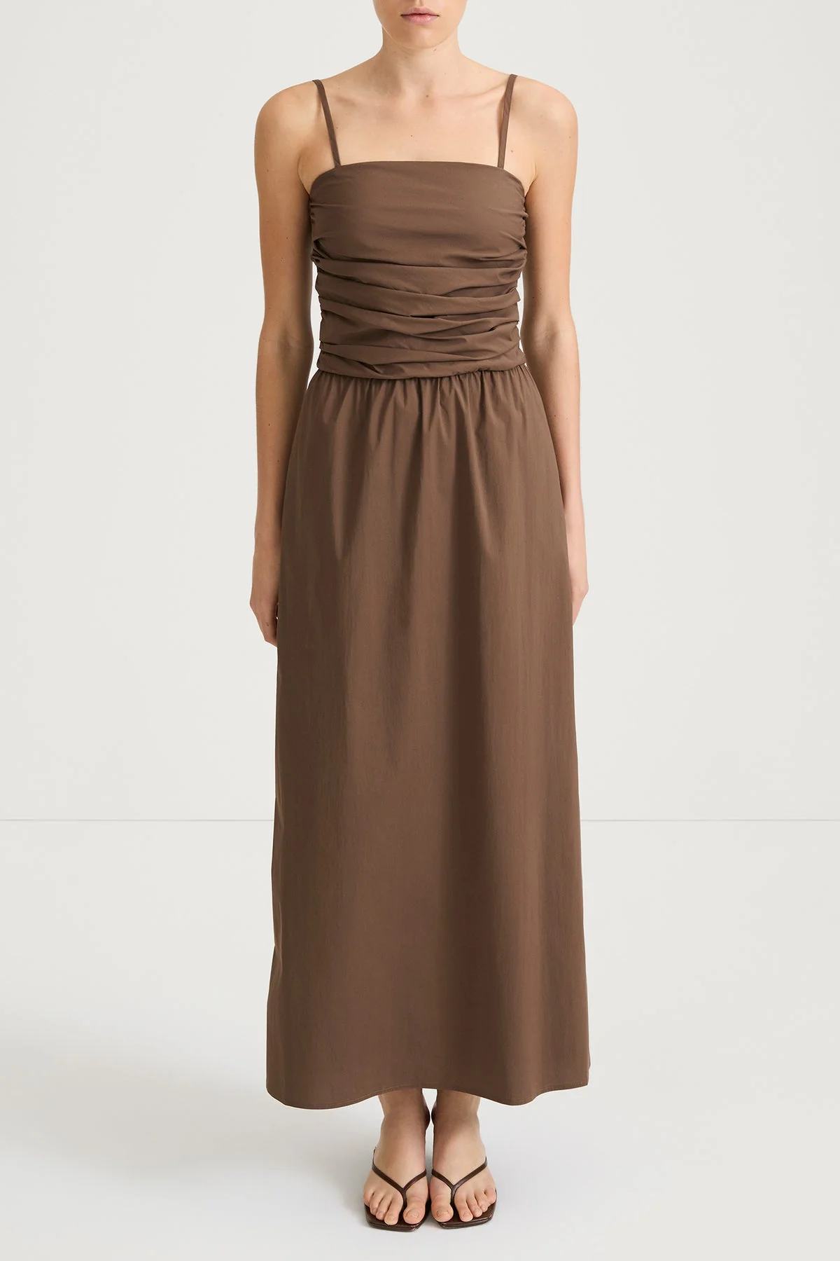 Stylein | Jamila Dress - Draped Maxi in Cotton Jersey Cacao