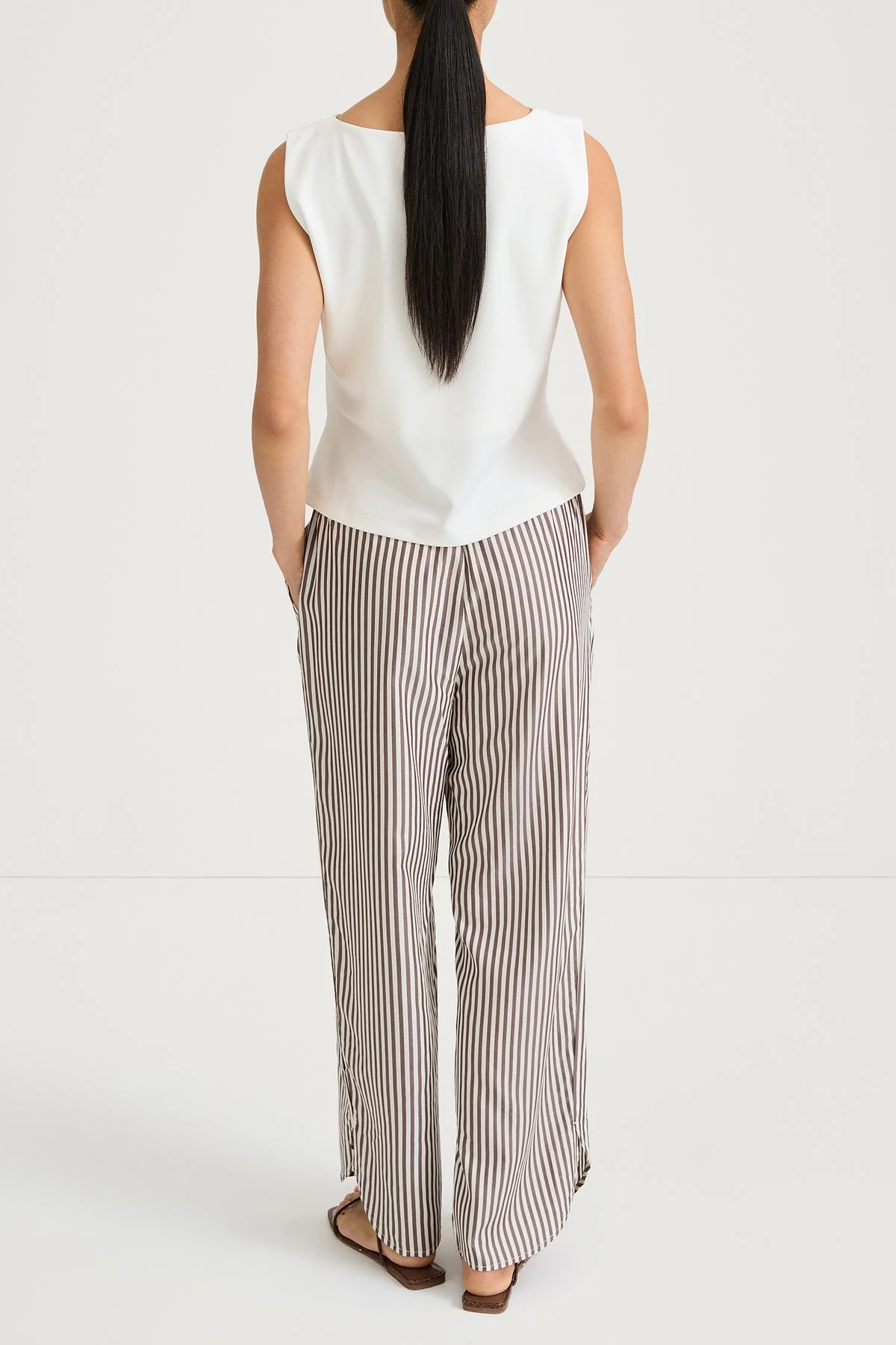 Stylein | Mallea Cropped Trousers - Brown-Stripe - Image 5