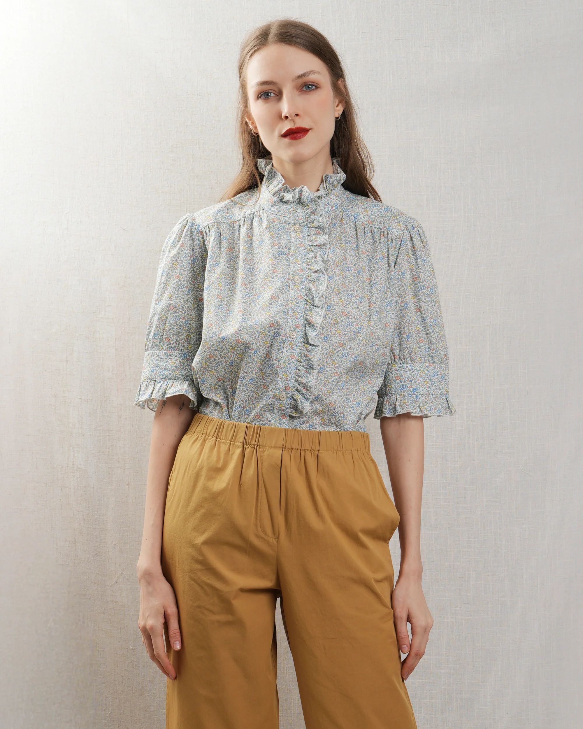 Suzie Winkle | Leona Blouse - Ruffled Oversized Cotton Linen Top - Image 6