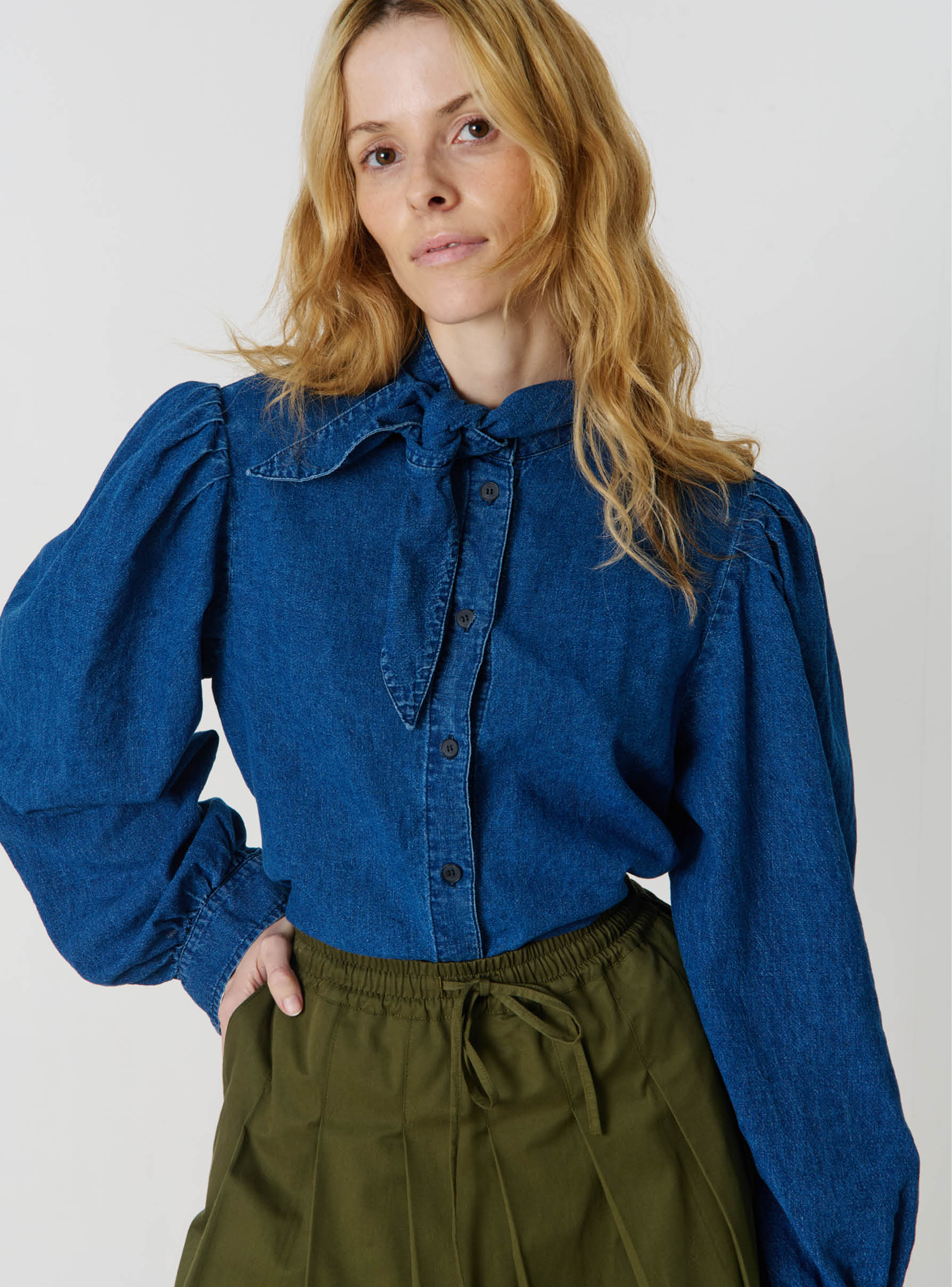 Suzie Winkle | Blouse Nour - Navy Sailcloth with Removable Collar Ido - Image 2