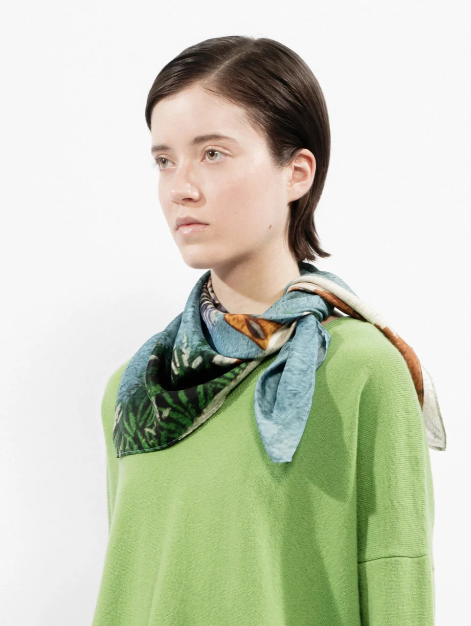 Talking Walls | Twiggy Silk Scarf - Graphic Square Snow - Image 2