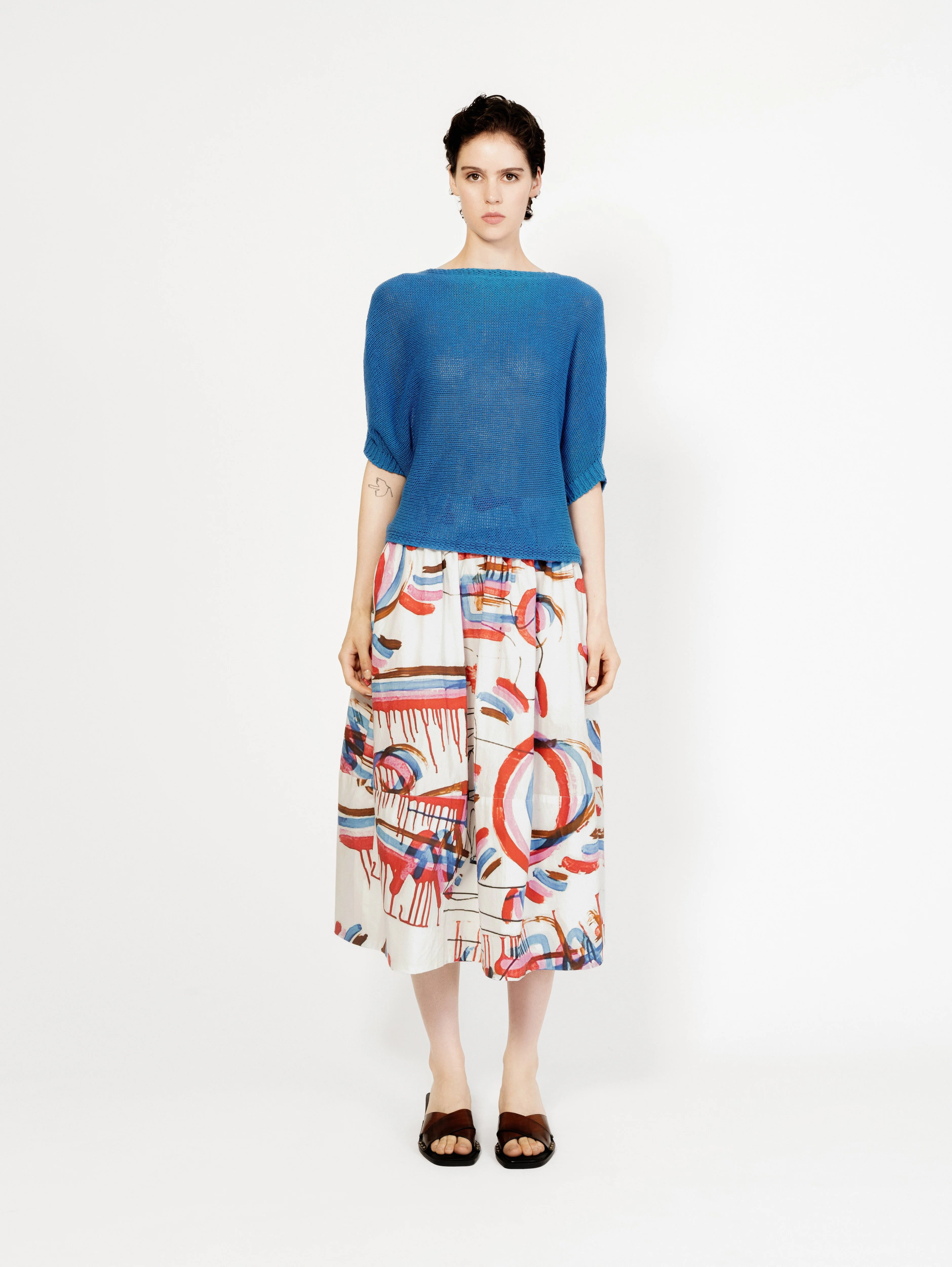 Talking Walls | Juju Circle Midi Skirt - Crispy Cotton Frequence