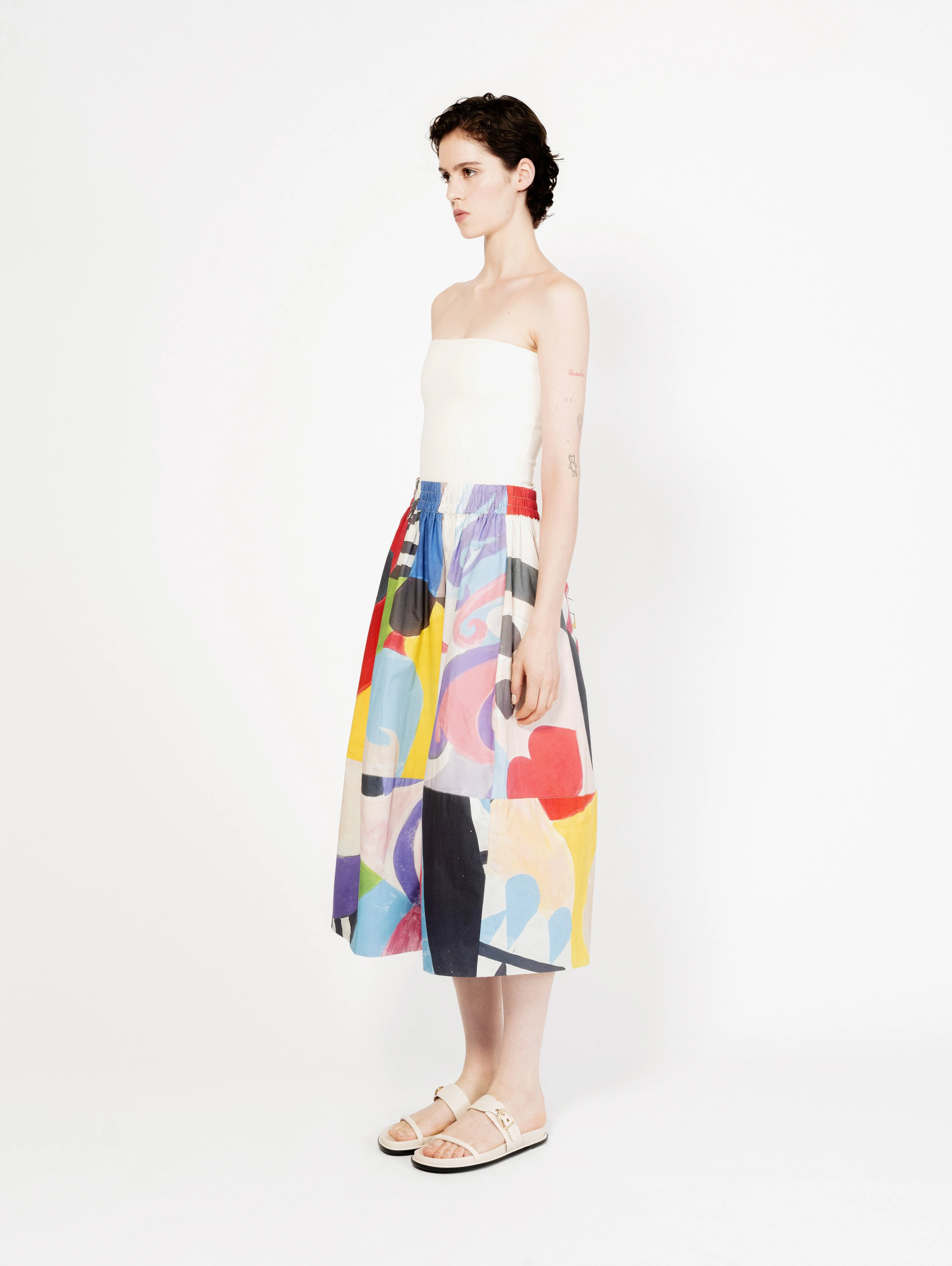 Talking Walls | Juju Circle Midi Skirt in Crispy Cotton Ultra-Brite - Image 3