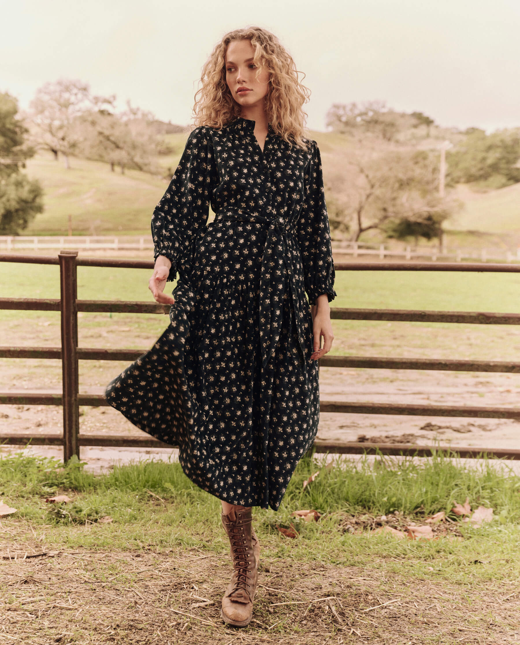 The Great | Venetian Dress in Night-Light Print Night-Lily - Image 5