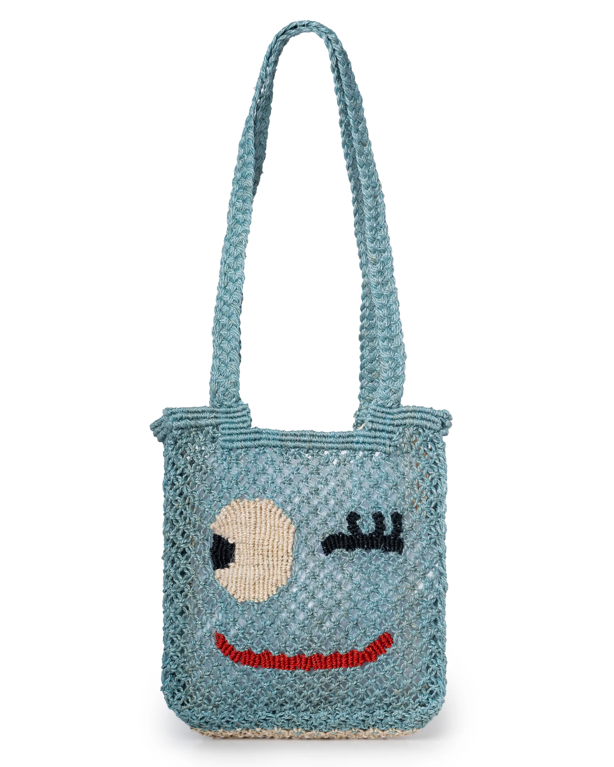 The Jacksons | Cara Wink Jute Beach Bag - Blue Sky