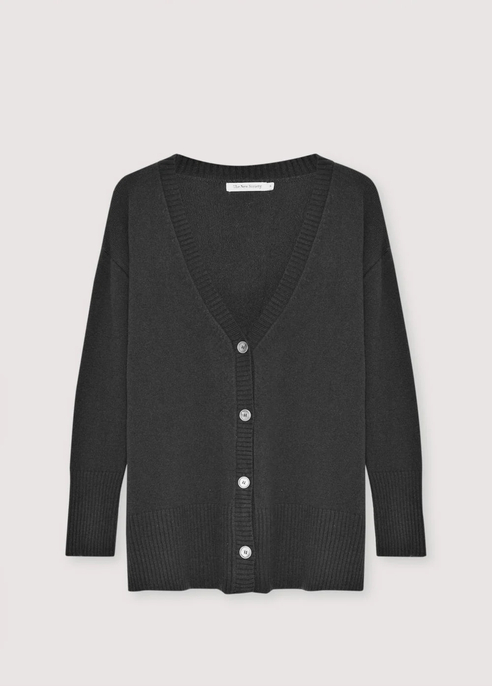 The New Society | Agatha Oversized Cashmere Cardigan - Mid-Grey - Image 4