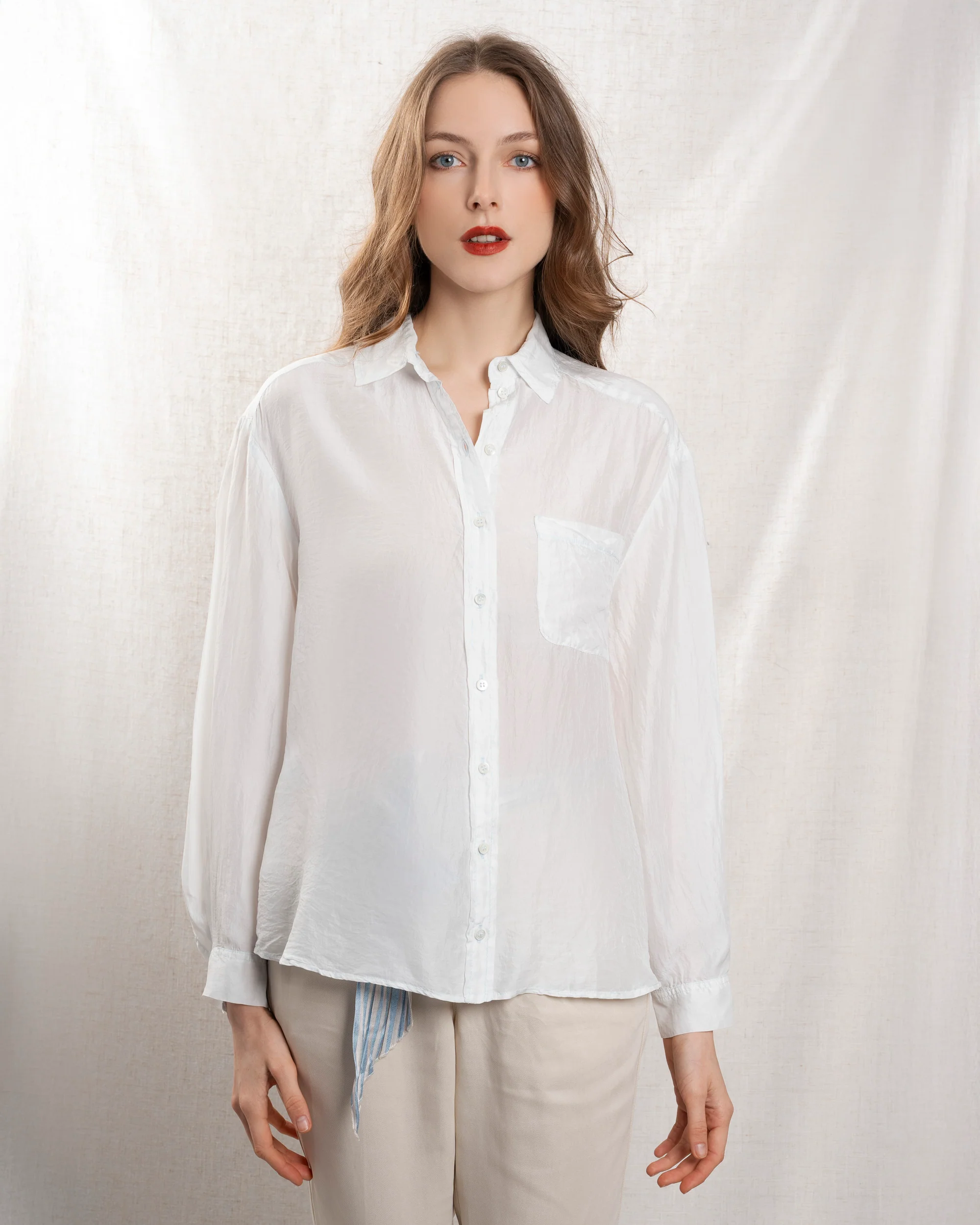 Theavant | Shirt Man Shirt - Silk Satin Light-Blue