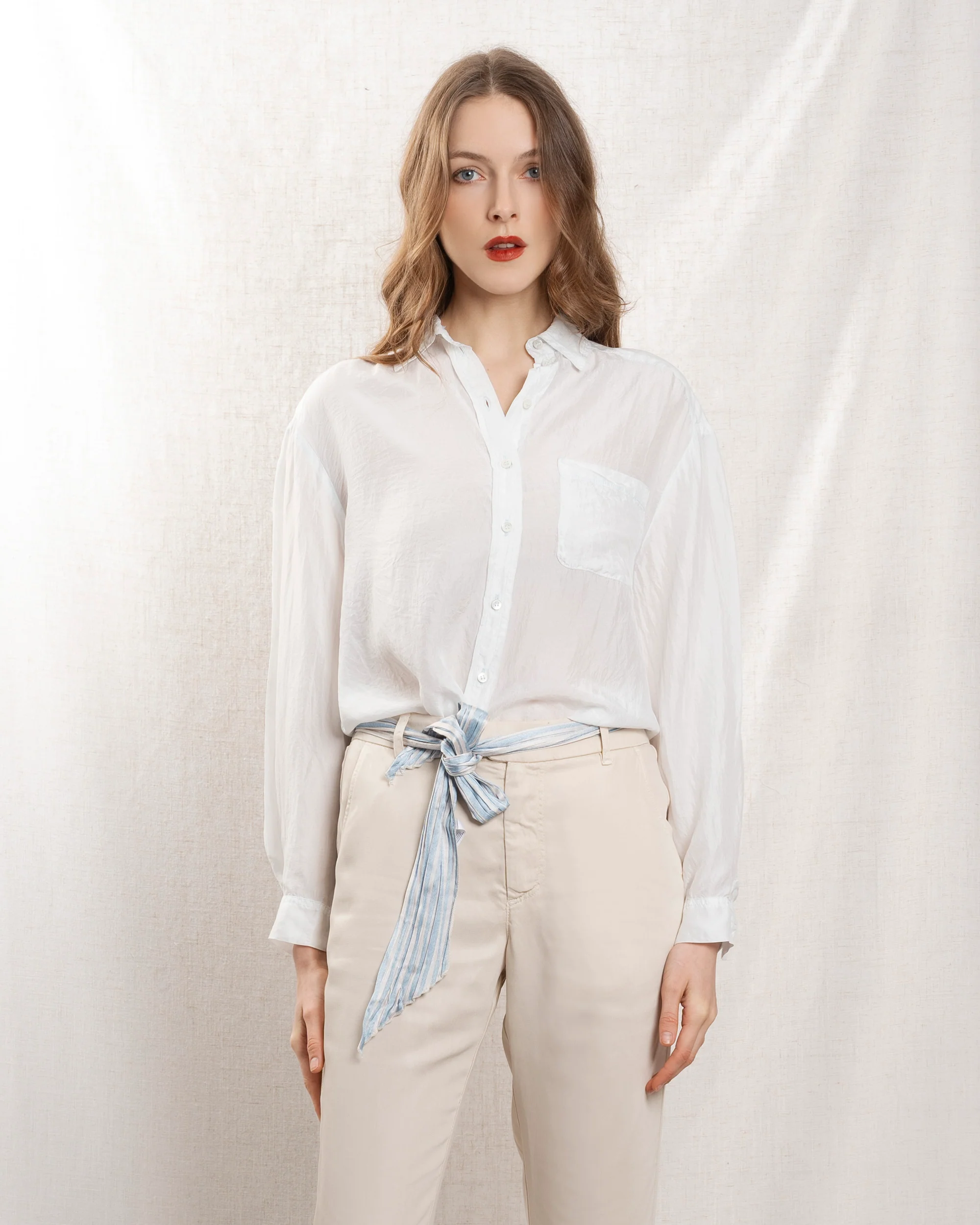 Theavant | Shirt Man Shirt - Silk Satin Light-Blue - Image 6