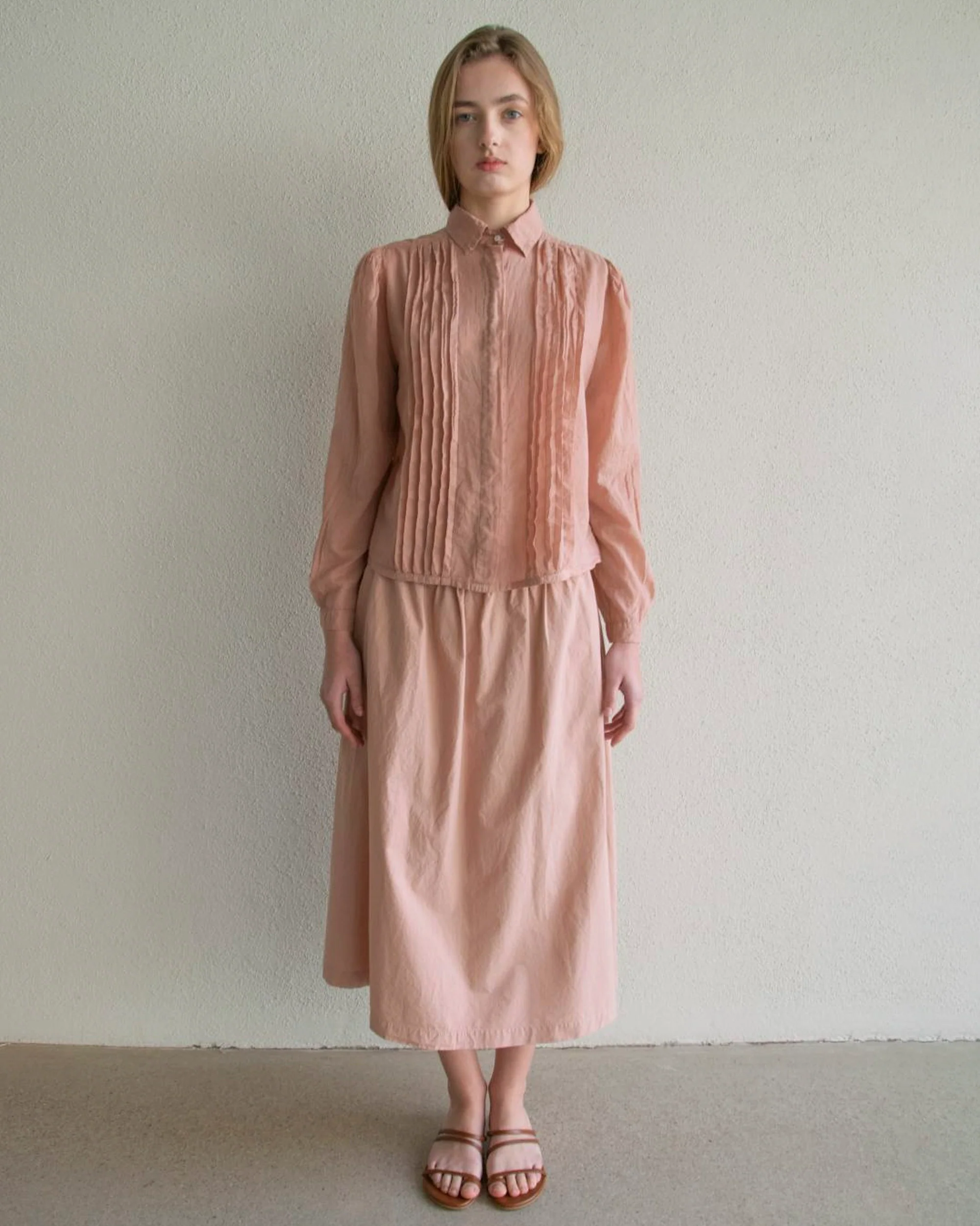 Theavant | Flair Skirt - Sculptural Midi in Dusty Pink Skin