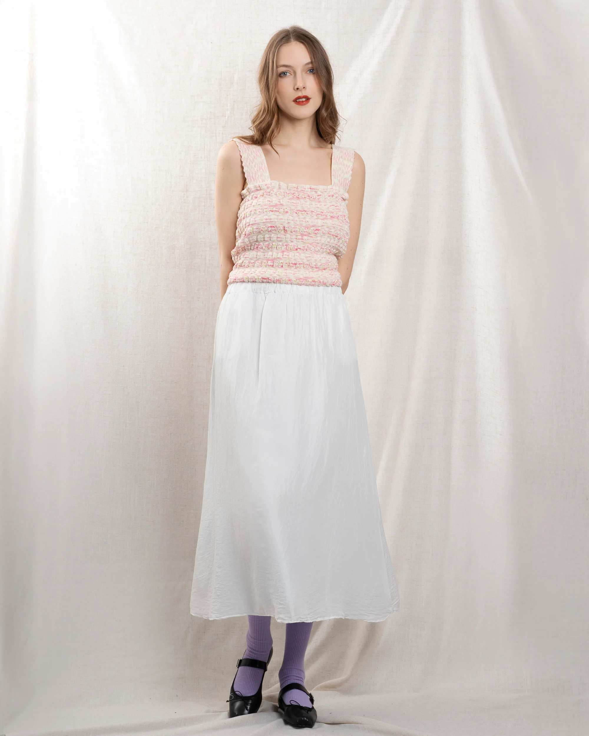 Theavant | La Fille Pleated Mini Skirt - Piqué Light-Blue