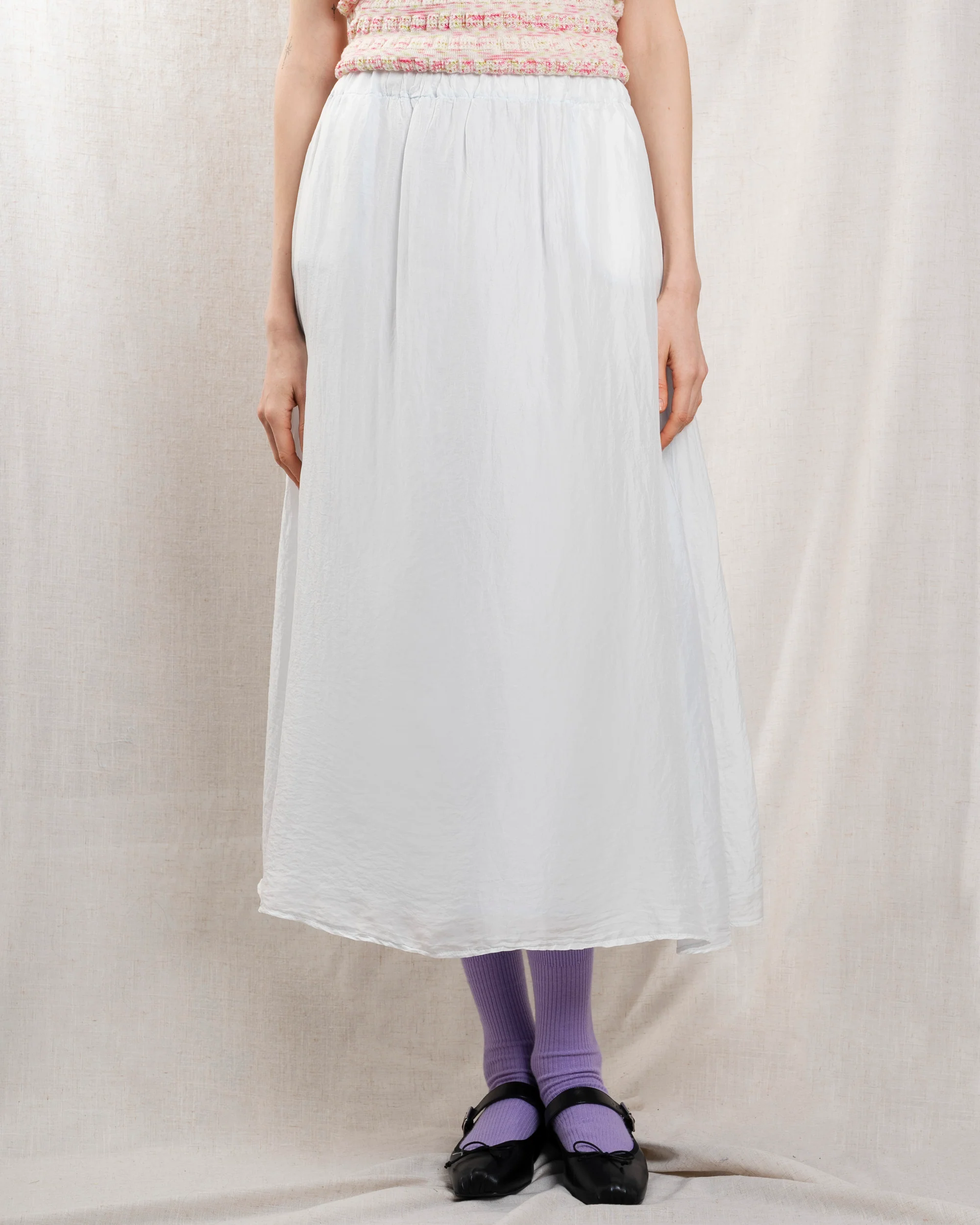 Theavant | La Fille Pleated Mini Skirt - Piqué Light-Blue - Image 2