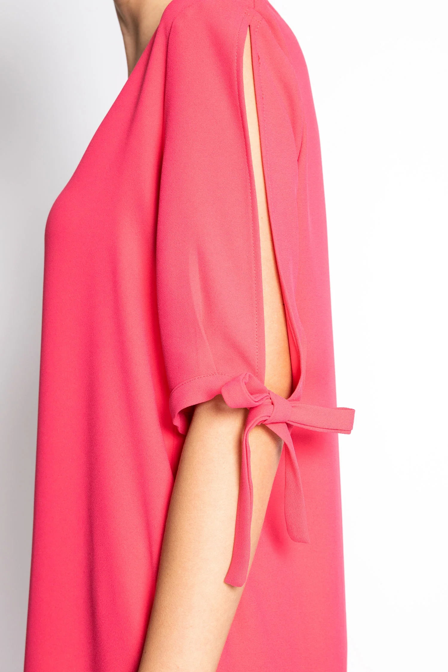 Toupy | Tie-Sleeve V-Neck Shift Dress - Dusty Rose - Image 4