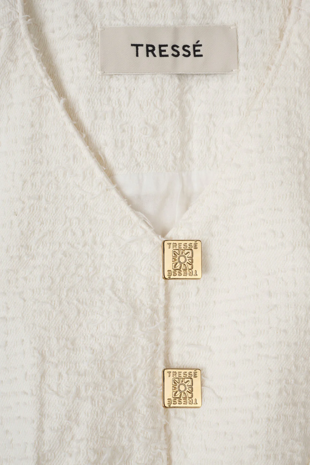 Tresse | Blouse Cio - Tweed with Gold Braided Medals Blanc - Image 2