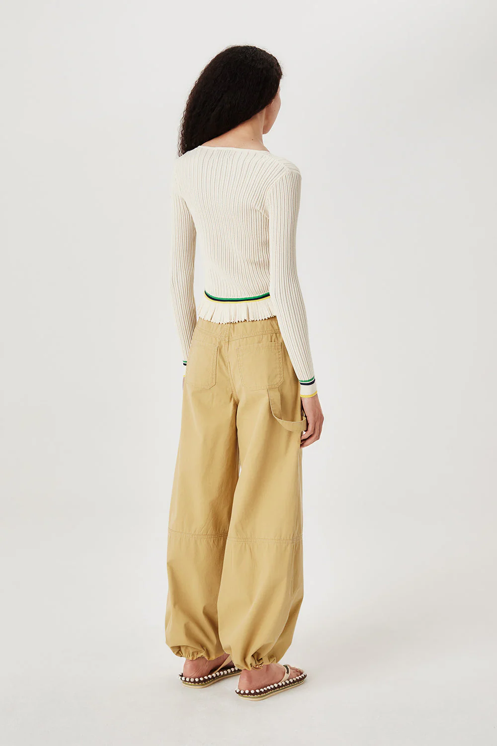 Tresse | Macana Openwork Knit - Gold Button Detail Ecru - Image 7