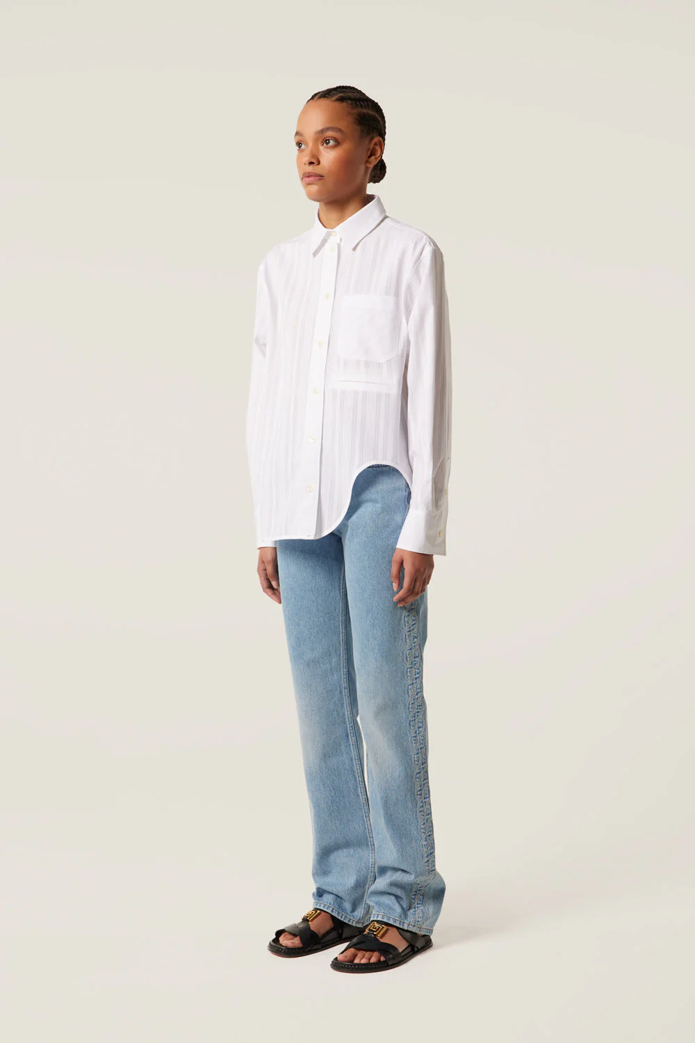 Tresse | Couxana Shirt - Asymmetrical Hem in Cotton White - Image 7