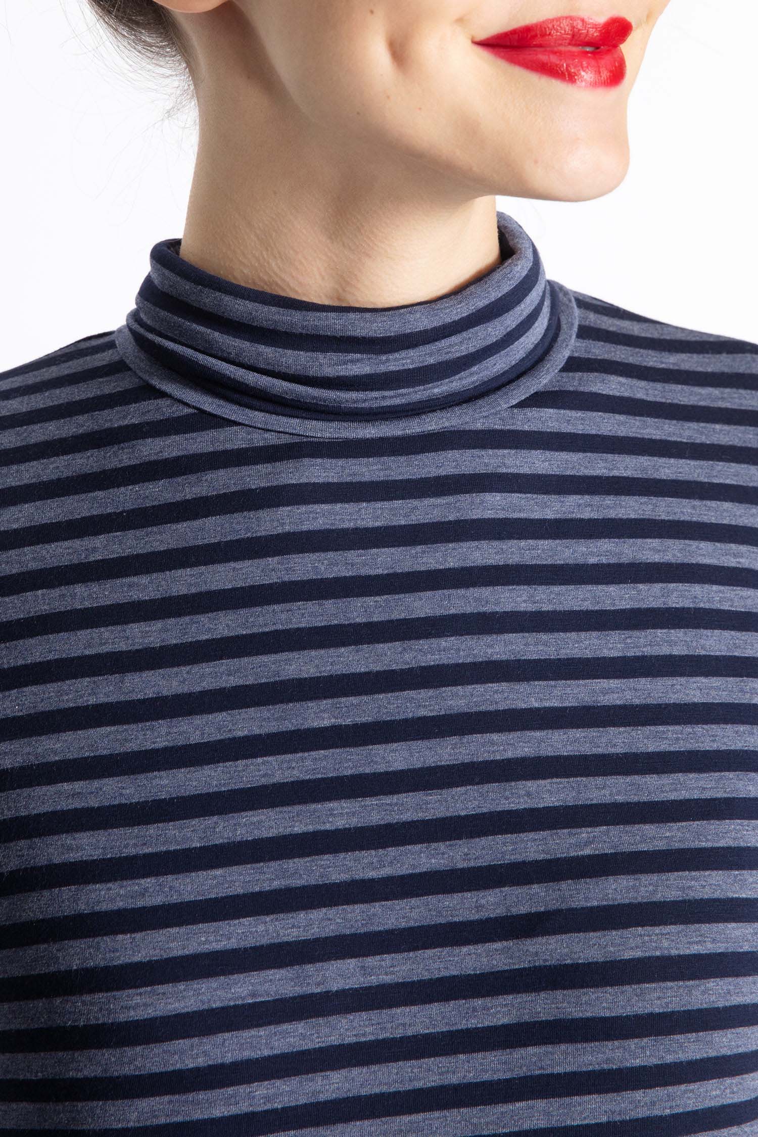 Majestic | Turtleneck Striped Pullover - Layered Knit - Image 4