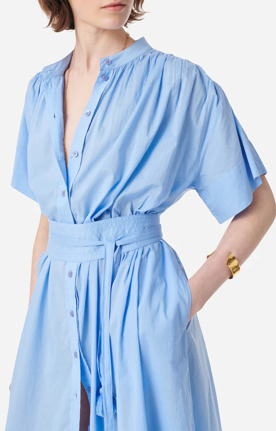 Vanessa Bruno | Ruching Shirtdress in Cotton Bleuet - Image 3