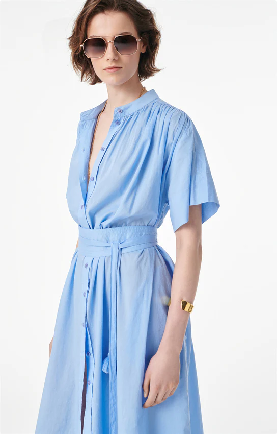 Vanessa Bruno | Ruching Shirtdress in Cotton Bleuet - Image 4