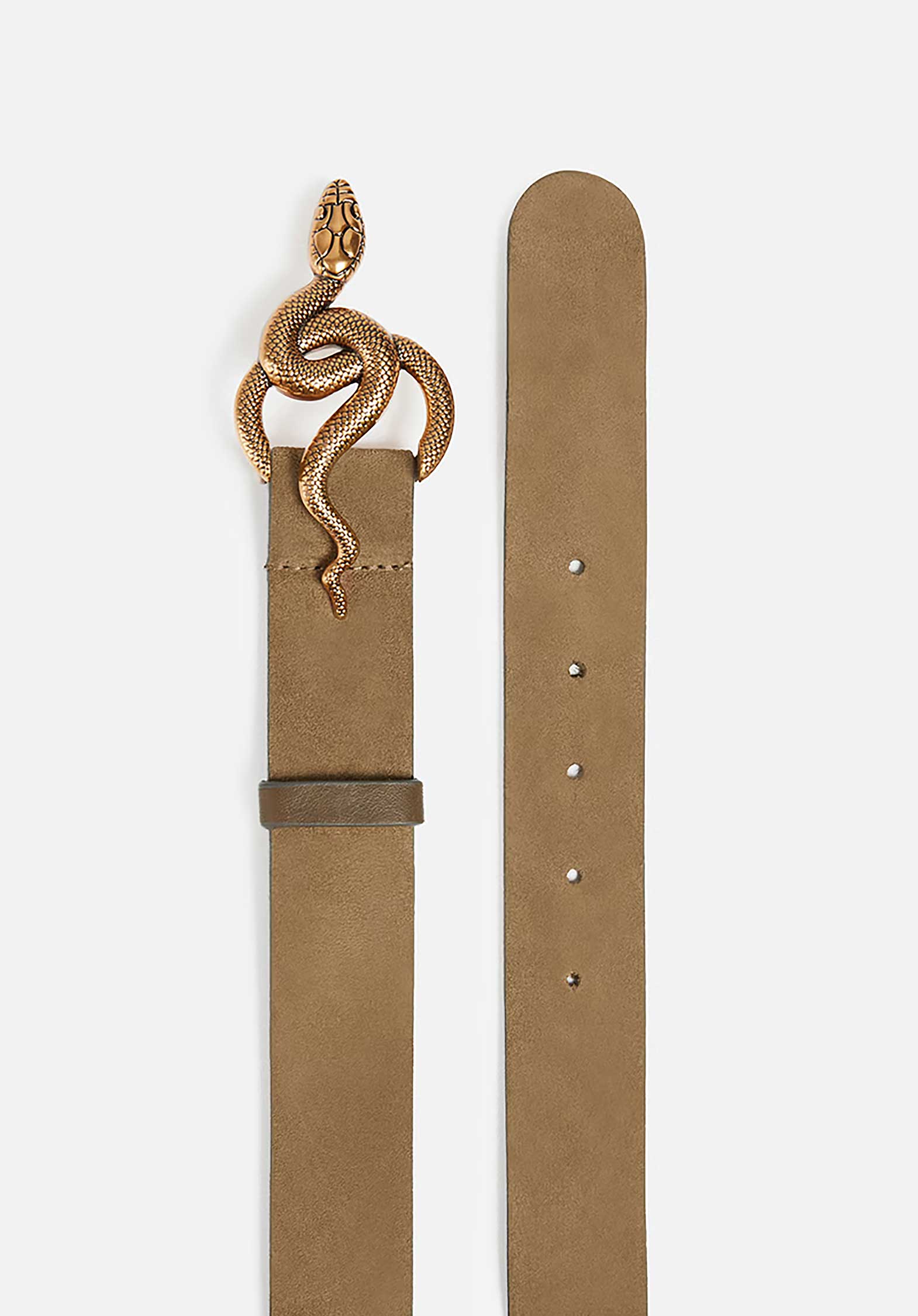 Vanessa Bruno | Cléo Nubuck Belt with Gold Snake Buckle Grey - Image 3