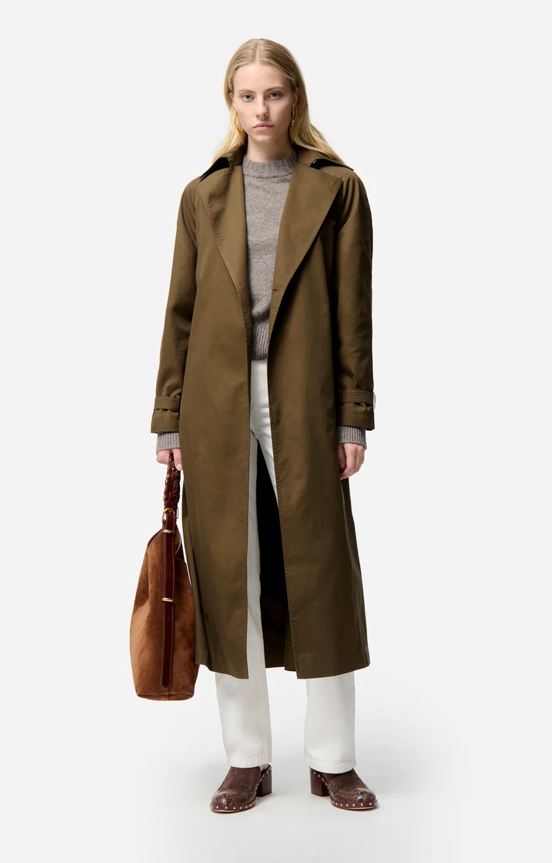 Vanessa Bruno | Faro Flowing Trench Coat with Tie Belt Militaire