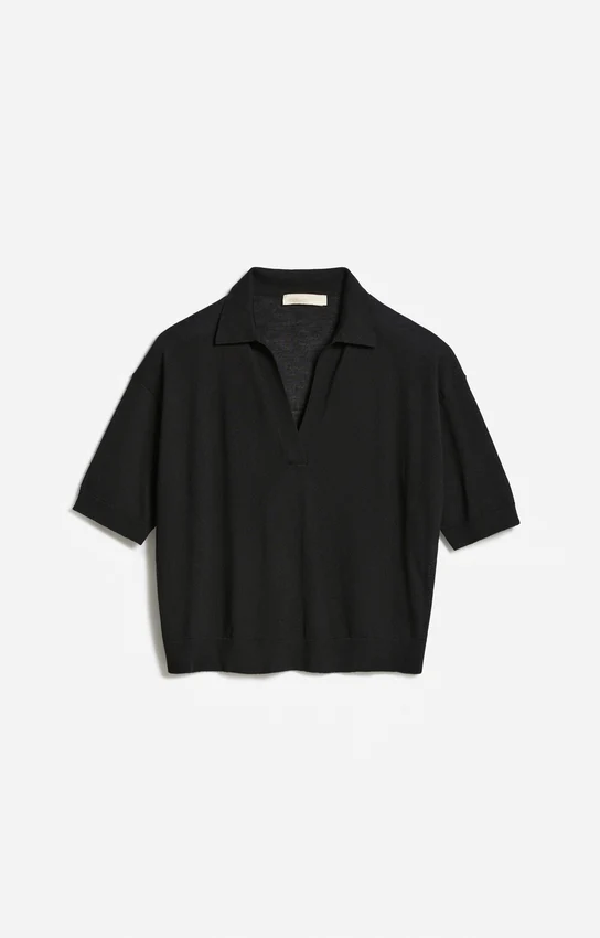 Vanessa Bruno | Cropped Merino and Cashmere Polo Sweater - Acier - Image 2