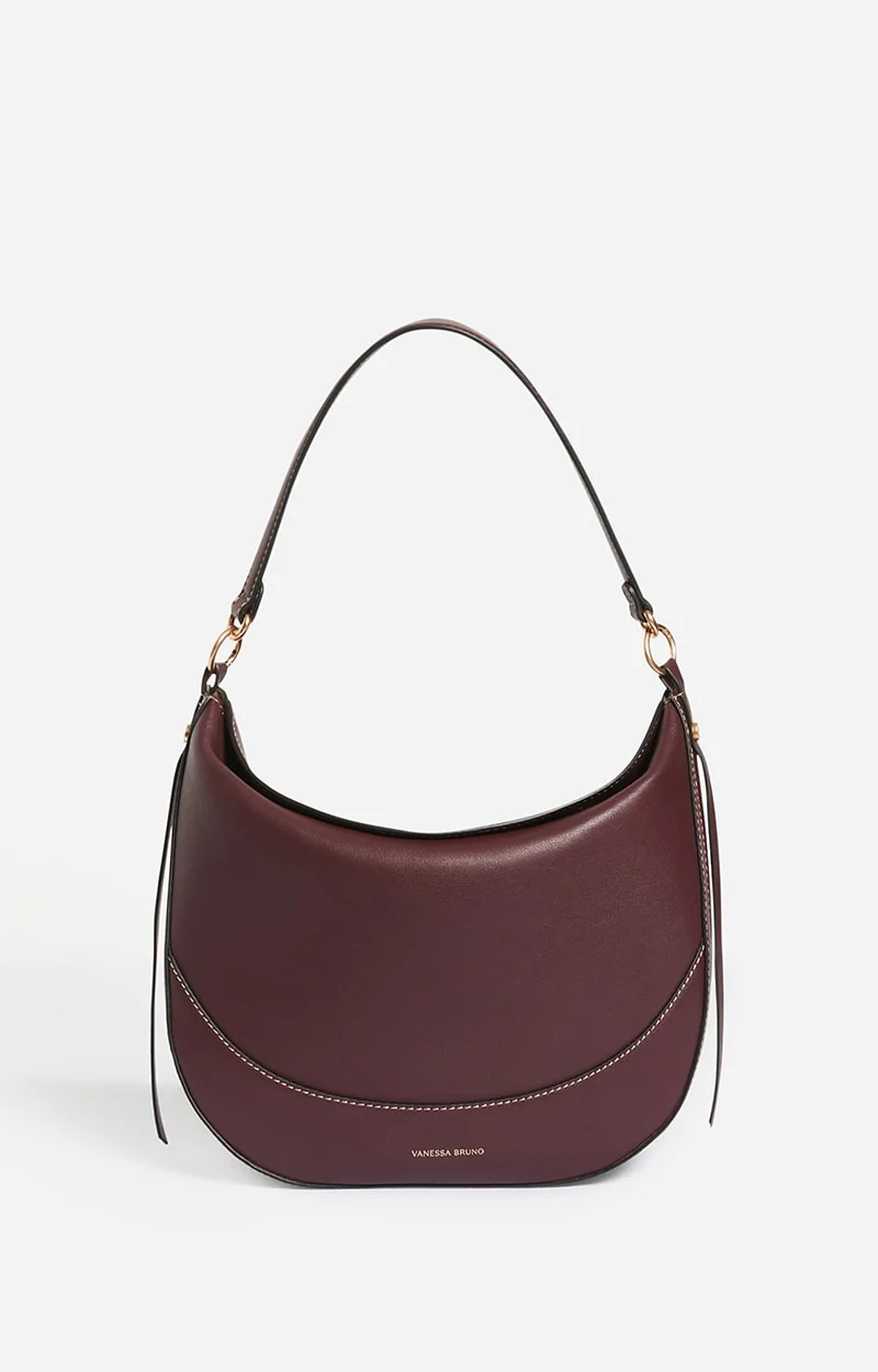 Vanessa Bruno | Daily Half-Moon Tote Bag in Leather Bordeaux - Image 2