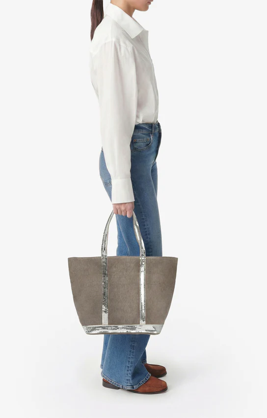 Vanessa Bruno | Linen Cabas Tote with Sequins - Calcaire - Image 3