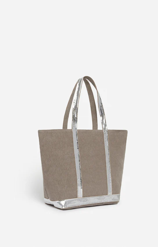 Vanessa Bruno | Linen Cabas Tote with Sequins - Calcaire - Image 4
