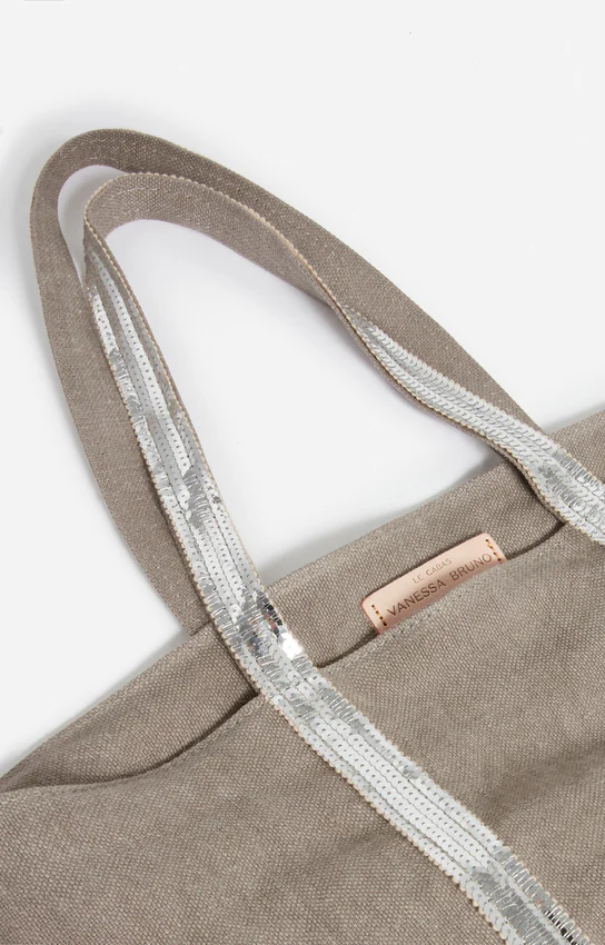 Vanessa Bruno | Linen Cabas Tote with Sequins - Calcaire - Image 6