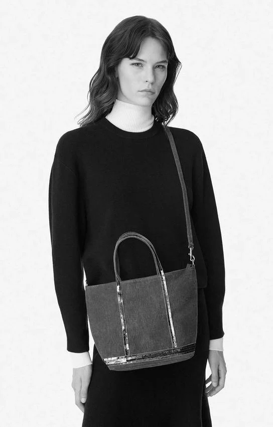 Vanessa Bruno | Le Cabas S Tote in Belgian Linen with Sequins Granit - Image 2