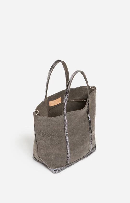 Vanessa Bruno | Le Cabas S Tote in Belgian Linen with Sequins Granit - Image 3
