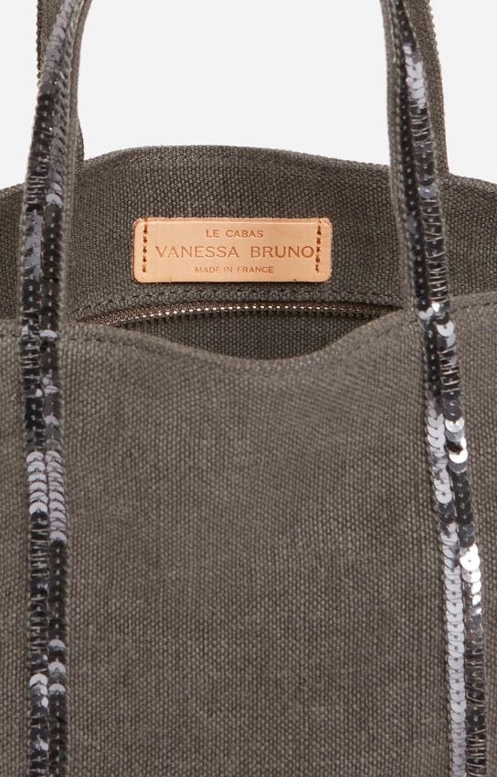 Vanessa Bruno | Le Cabas S Tote in Belgian Linen with Sequins Granit - Image 4