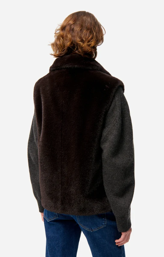 Vanessa o | Faux Fur Zip Vest - Textured Layering Piece Brun - Image 3