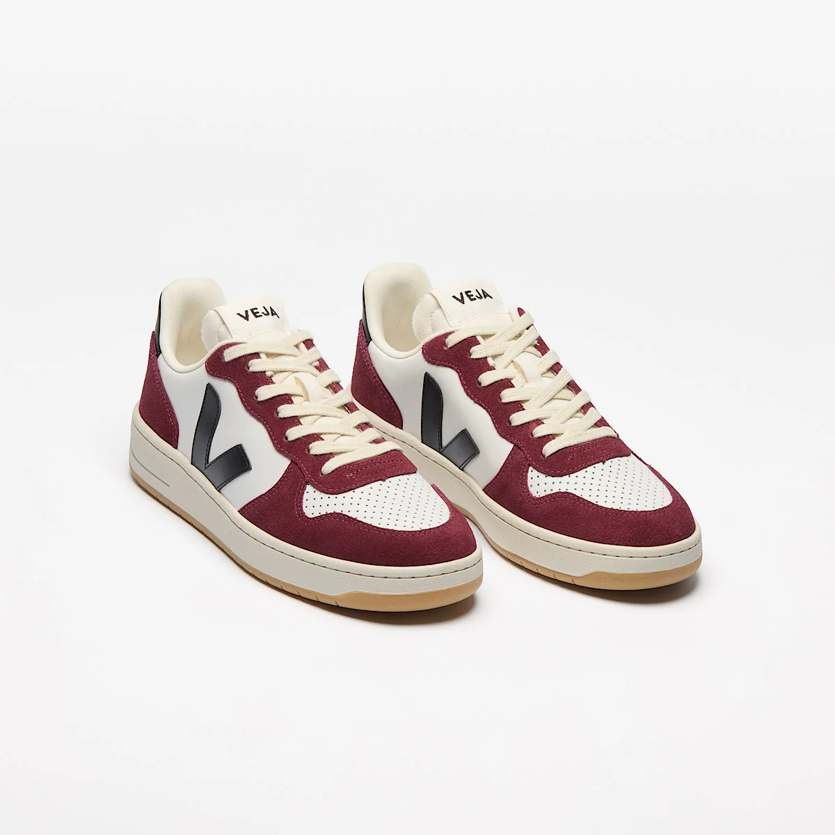Veja | V-10 Sneaker - White, Black & Amarante White-Black-Amarante - Image 2