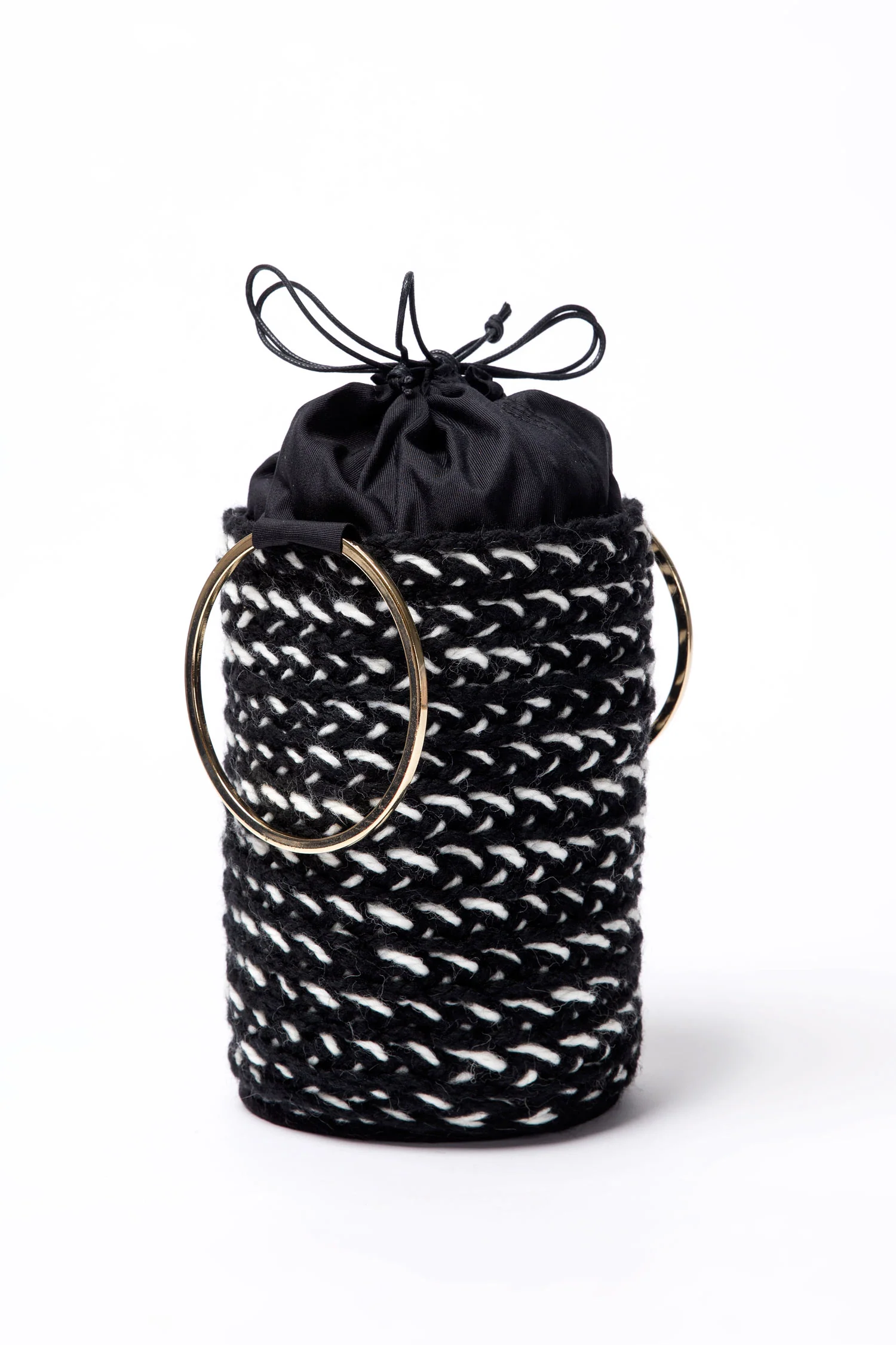 Bertini | Wool Blend Knit Bucket Bag with Metal Handles - Image 3