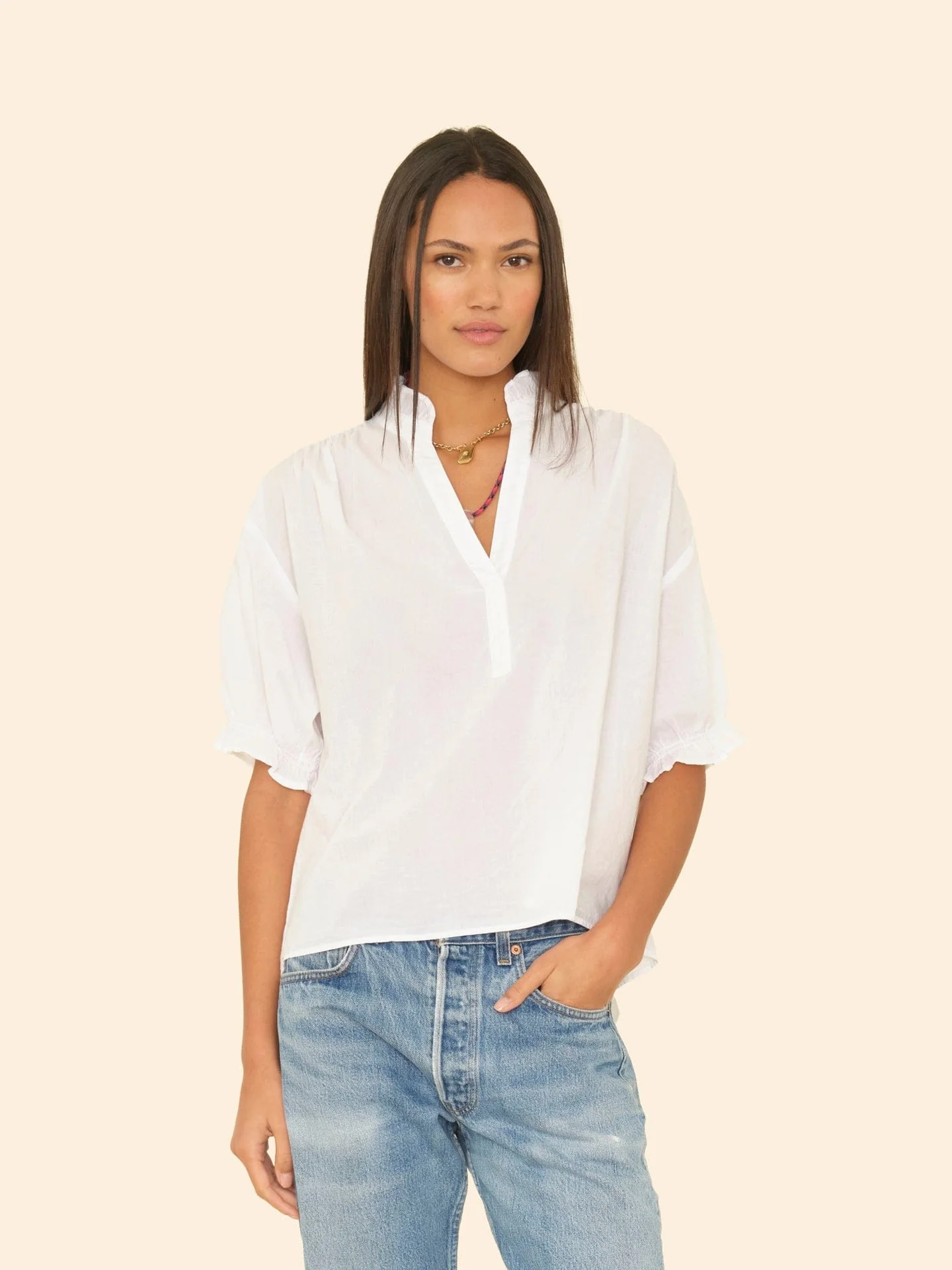 Xirena | Cam Popover Blouse - Ruffled Cotton Poplin White