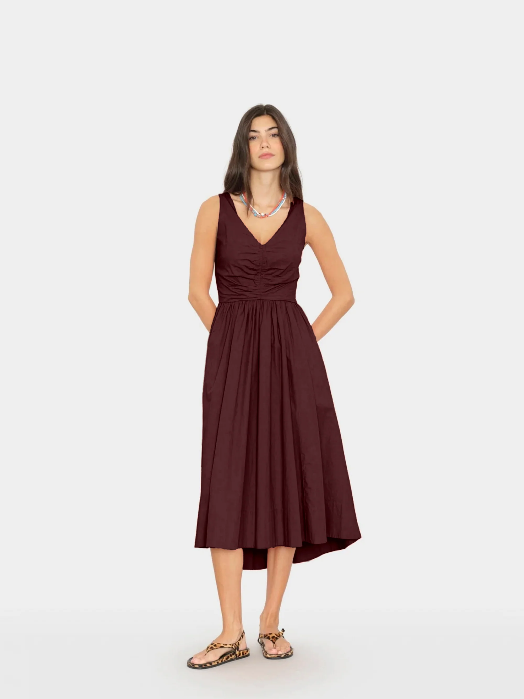 Xirena | Patrice Strapless Midi Dress - Poplin Adobe-Brown